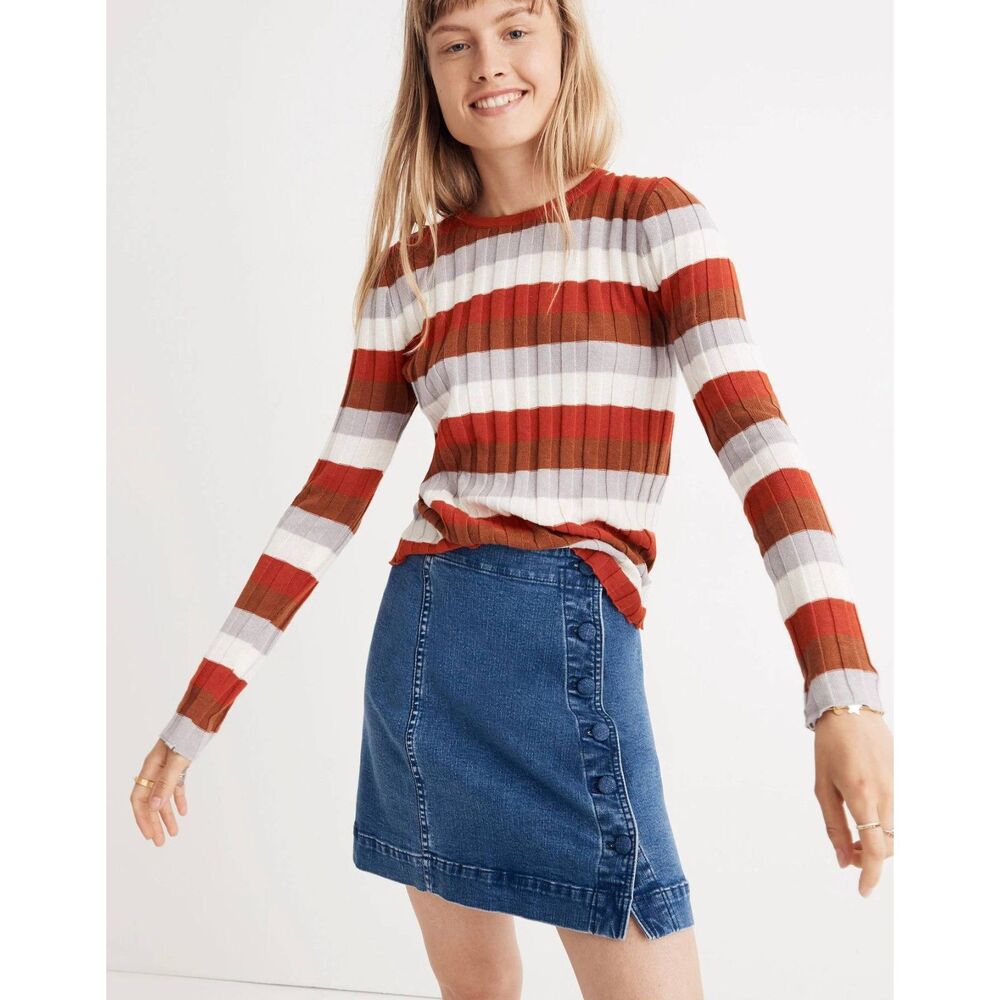 Madewell Clarkwell Pullover Fall Striped Sweater, size XS